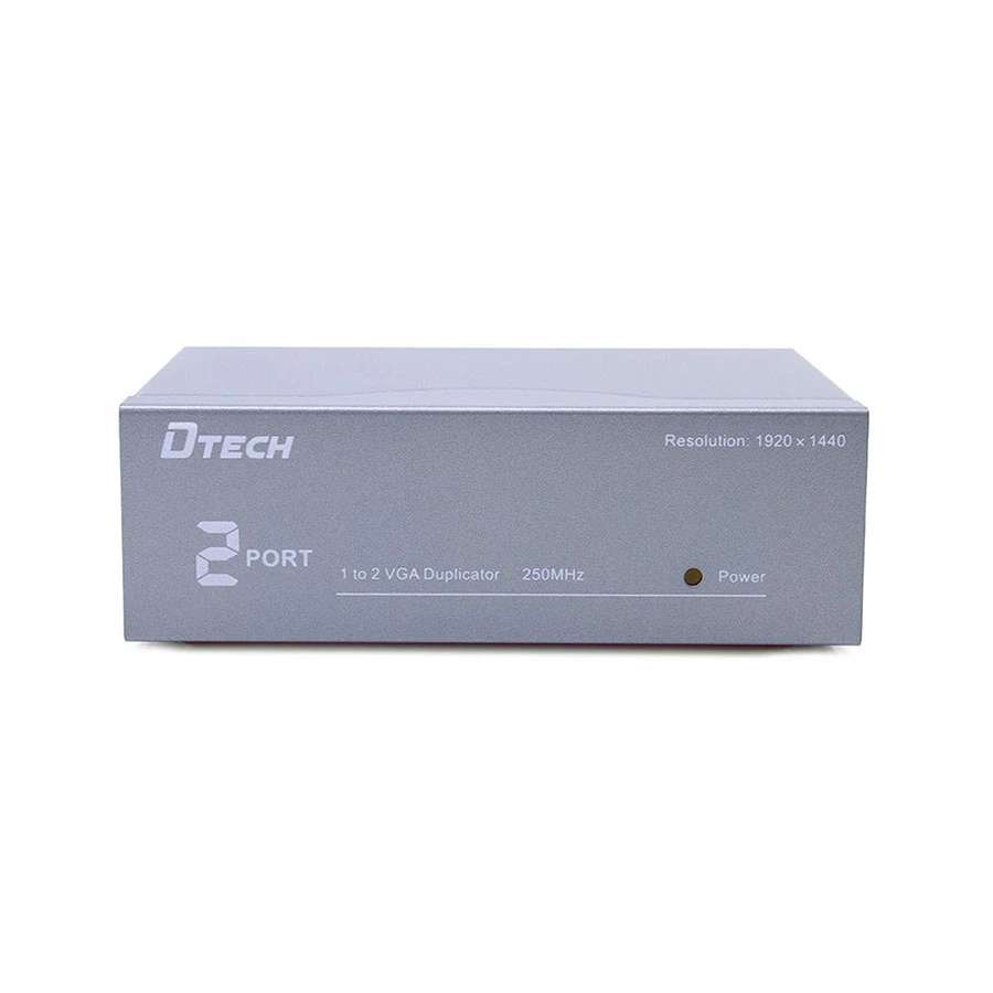 Dtech DT-7252 VGA 1 In 2 Out Splitter, Gray
