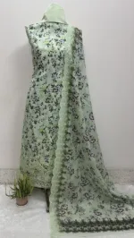 Unstitched Laser Cut Three Piece with Double Layer Hem