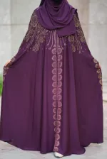Abaya Full Set with Inner, Koti, Hijab and Stone Work