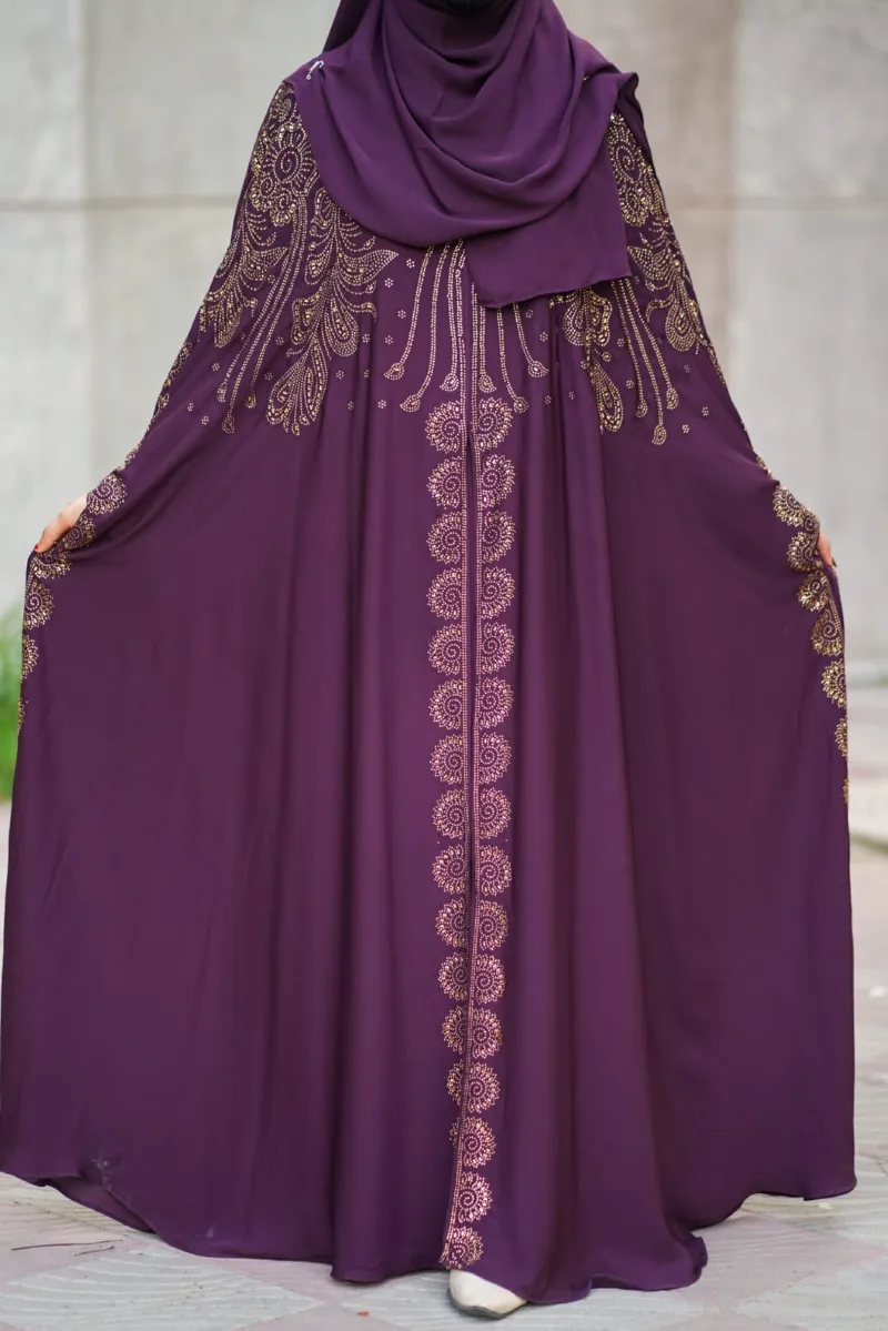 Abaya Full Set with Inner, Koti, Hijab and Stone Work