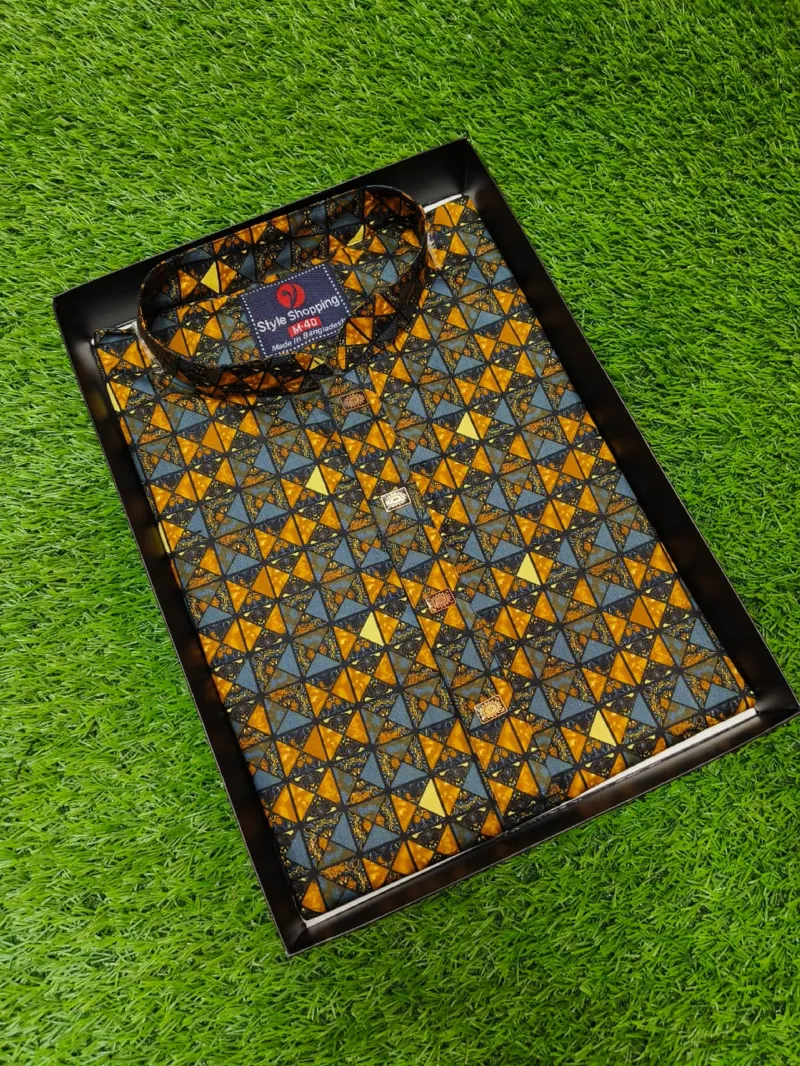 Men's Digital Print Cotton Panjabi with Snap Buttons, 6 Colours