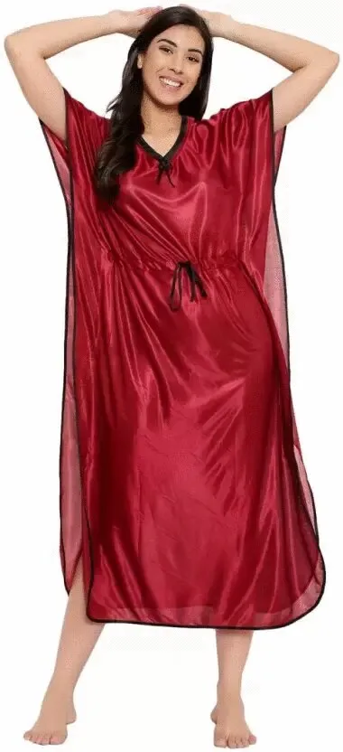 Women's Satin Kaftan Nightie, 51 Inch Long