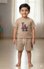 Boys' and Girls' Pure Cotton T-Shirt and Pant Set, 200/220 GSM
