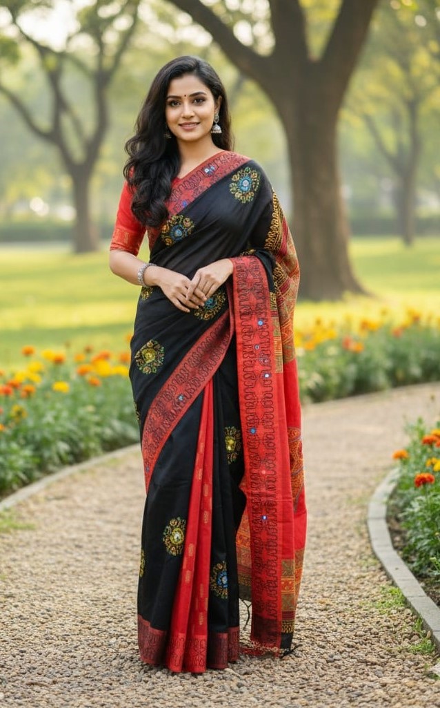 Nakshi Tangail Style Dhupian Silk Saree, 13 Haath Length