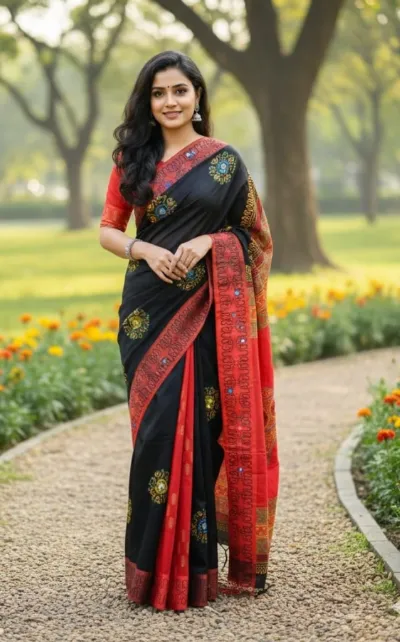 Nakshi Tangail Style Dhupian Silk Saree, 13 Haath Length
