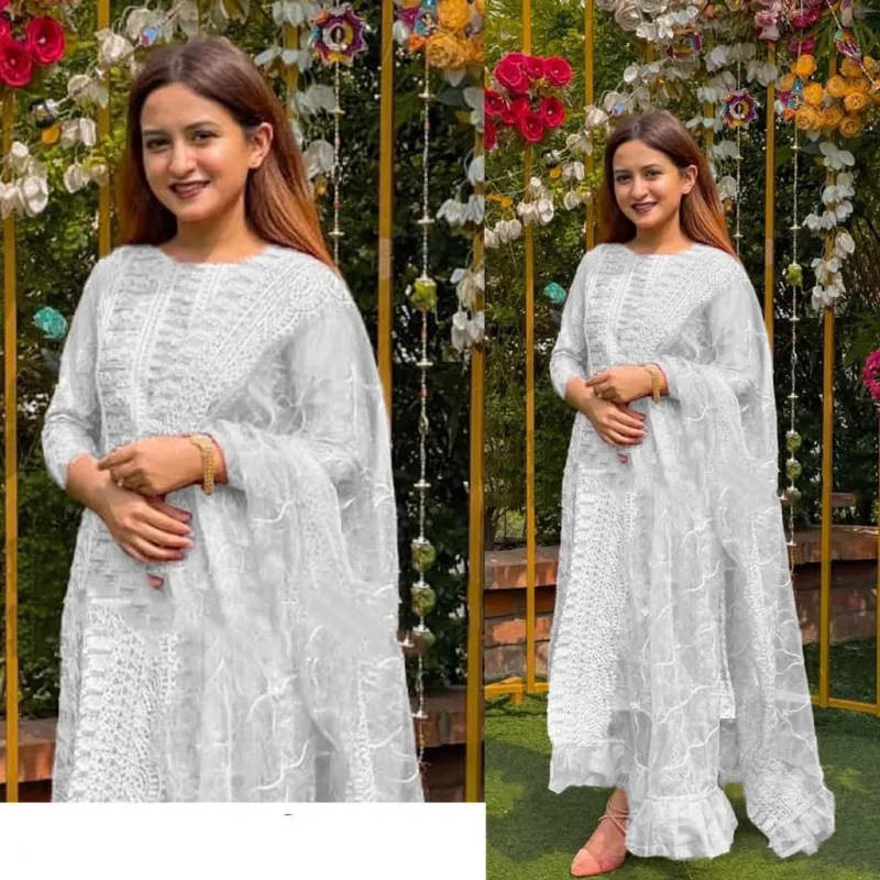 Aari Work Unstitched Three Piece with Kuchi Orna