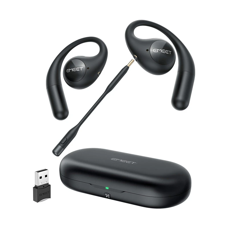 EMEET AirFlow Black Open-Ear Zoom Certified Earbuds