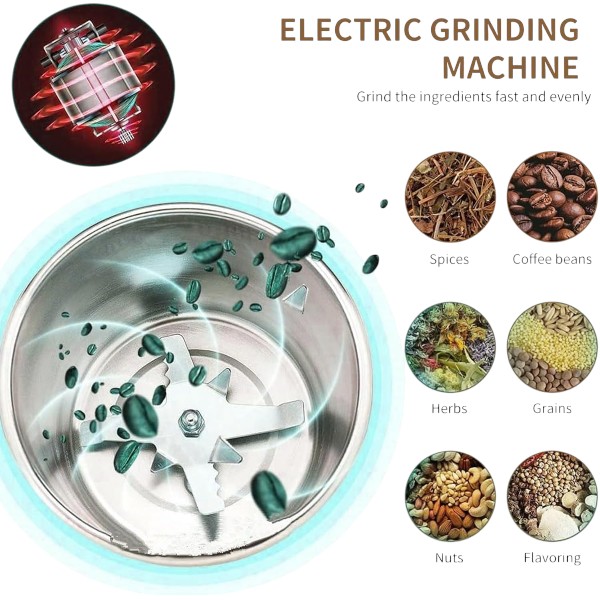 Coffee Grinders Electric Safe and DurableEasy handling,Bean, Herb,Spice Grinder,ButtonsGrinder for kitchenSpice Grinder Electric