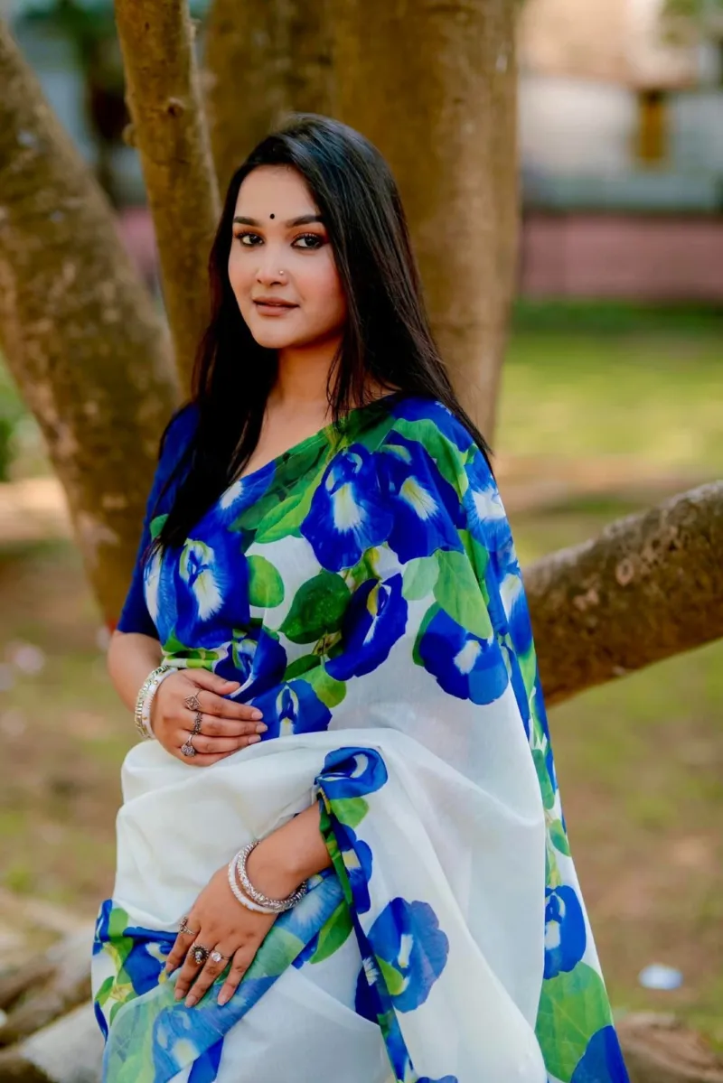 Women's Chanderi Silk Saree with Modern Digital Print, 5 Colours