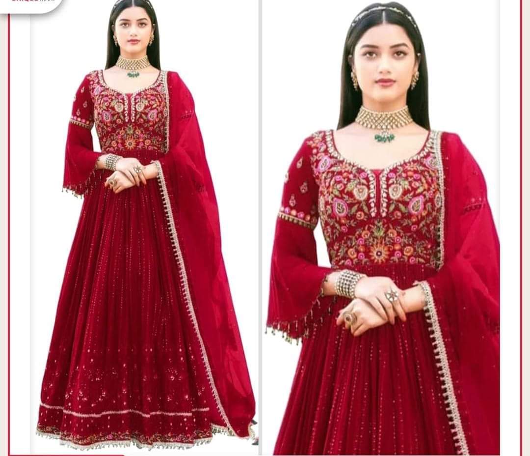 Women's Soft Georgette Embroidered Three Piece, 4 Colours