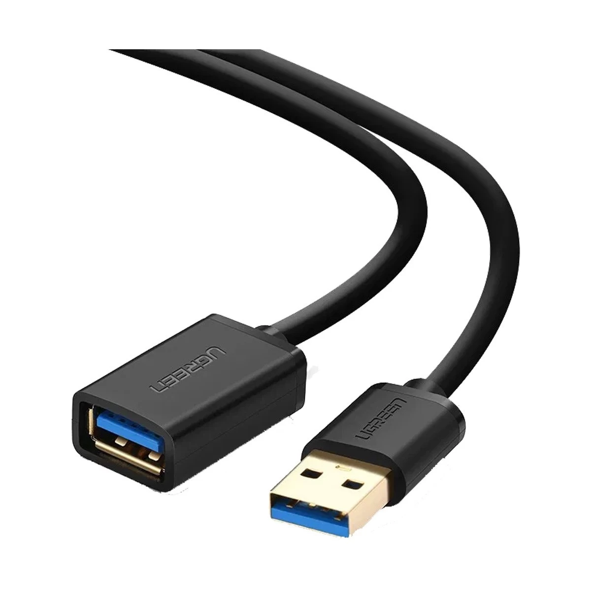 UGREEN 10373 USB Male to Female Flat Extension Cable 2 Meter Black