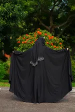 Abaya, Inner and Hijab Set with Lace Work, Free Body Size