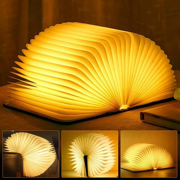 Magnetic Rechargeable Folding Book Lamp Wooden Book Light