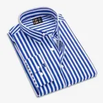 Men's Long Sleeve Stripe Print Shirt, Pure Cotton, M to XXL