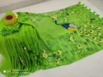 Women's Half Silk Saree with Hand Print Work, 6 Colours