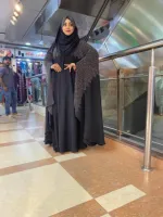 Free Size Cherry Abaya Borka with Stone Work and Hijab, 6 Colours