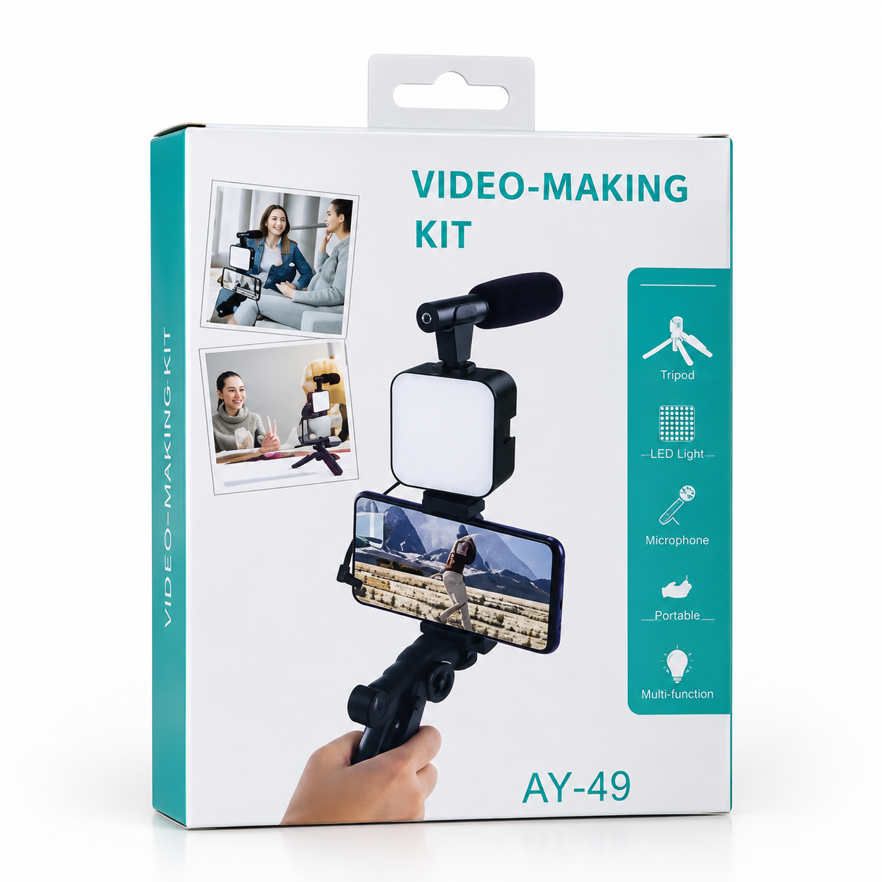 3-in-1 Professional Video Making Vlogging Kit – Complete Smartphone Rig with Shotgun Microphone, 36-LED Video Light, Mini Tabletop Tripod & Bluetooth Remote for YouTube, Live Streaming & Content Creat