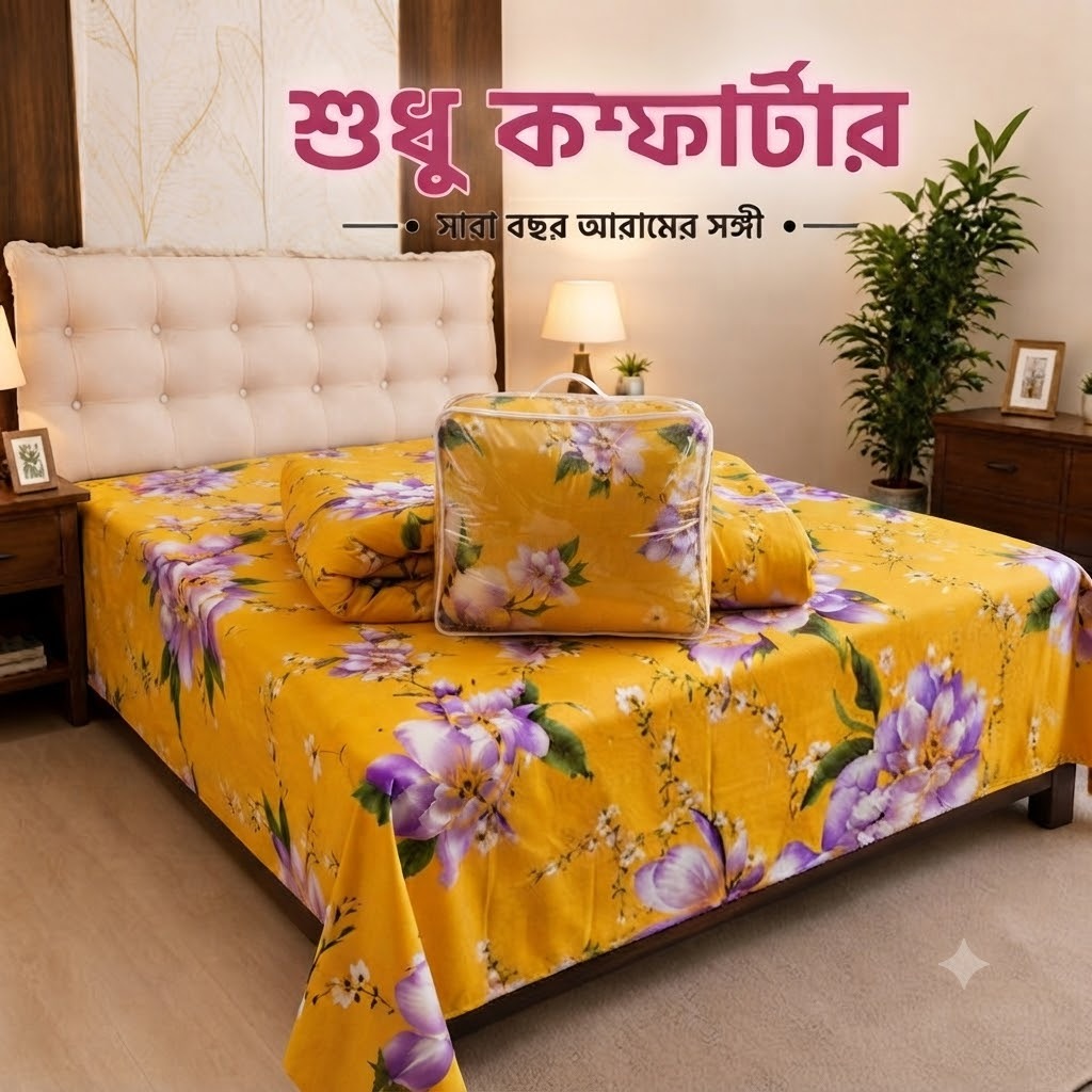 Twill Cotton Comforter, 7 x 7.5 Feet, Digital Print