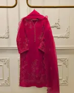 Women's Embroidered Fine Cotton Dress Set with Pant, Sizes 36 to 46