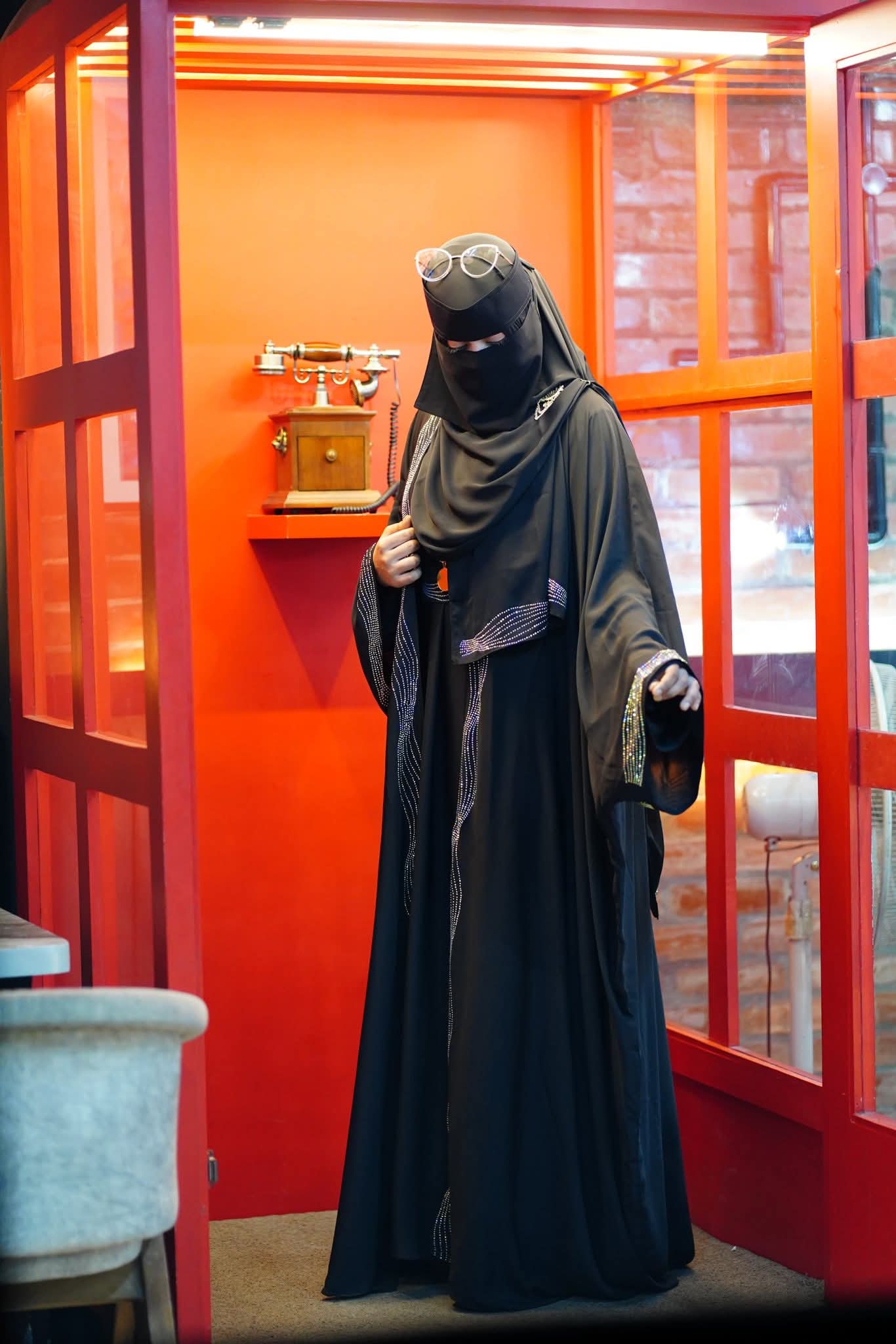 Party Borka 5 Piece Set with Koti, Inner, Hijab, Niqab and Belt