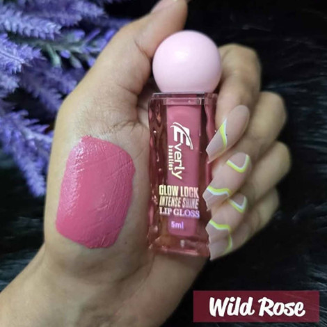 Everly Beauties Glow Lock Intense Shine Lip Gloss - Wildrose (China)