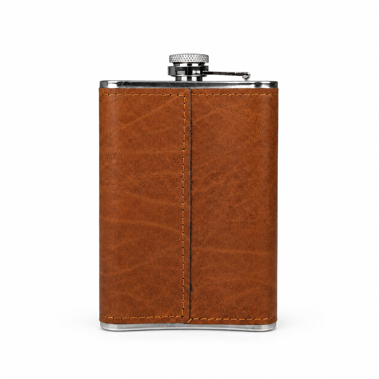 Smart Water Bottle – Premium Leather Wrapped 250ml Hip Flask Style Stainless Steel Portable Bottle for Travel, Office & Gifting