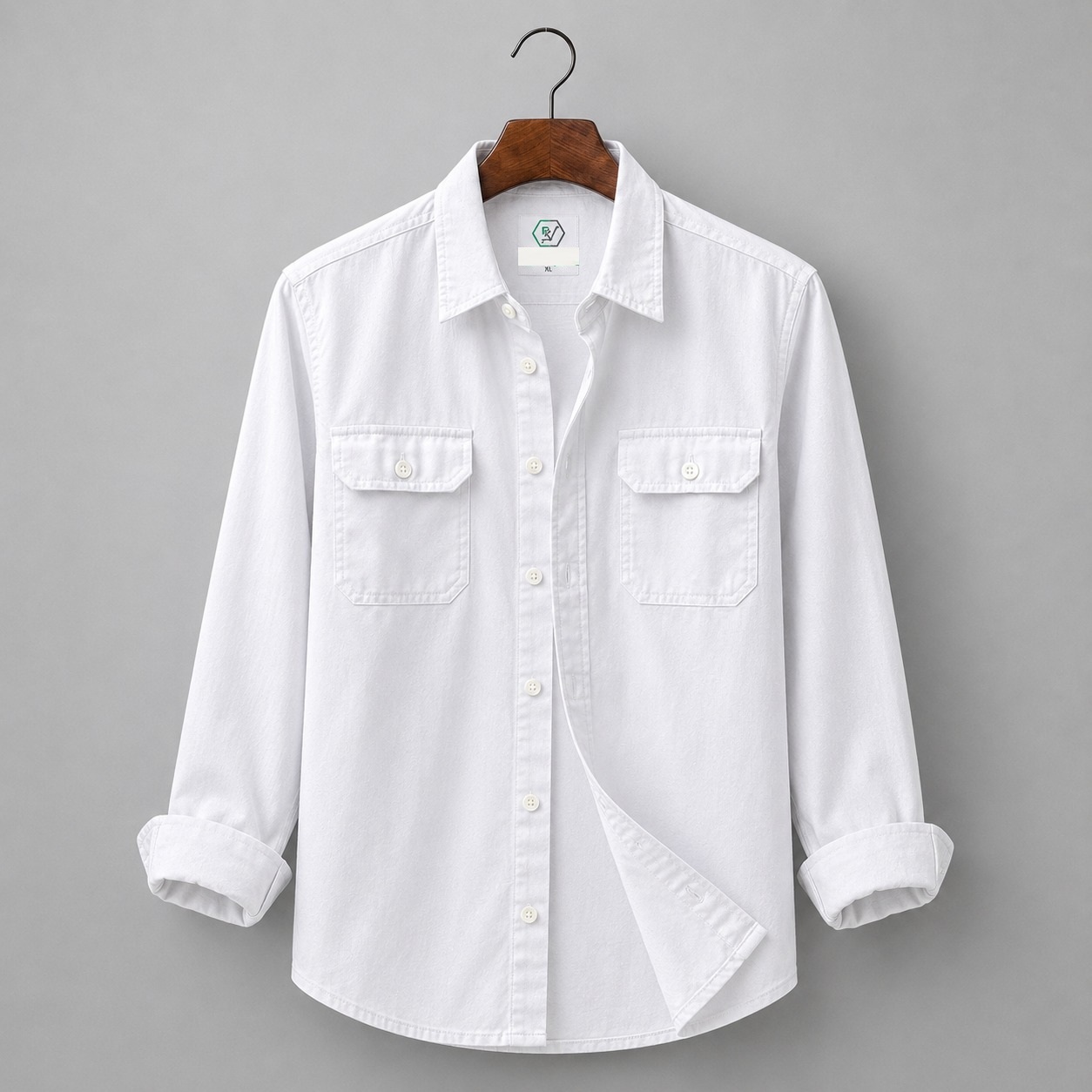 Men's Oxford Cotton Double Pocket Full Sleeve Shirt