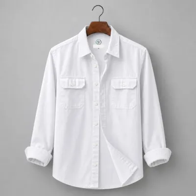 Men's Oxford Cotton Double Pocket Full Sleeve Shirt