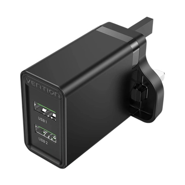 Vention FBAB0-UK 2-Port USB 18W Black Charger