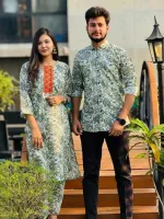 Matching Couple Dress, Men's Shirt with Ladies Kameez and Pajama
