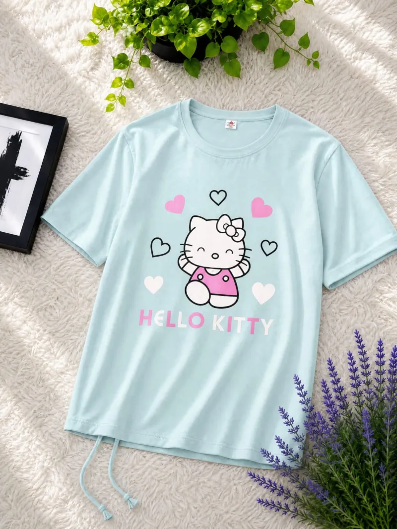 Ladies' DTF Print Drop Shoulder T-Shirt, 160 GSM Cotton, Free Size