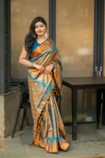 Kanjivaram Katan Saree with Zari Weave Pallu, Full 12 Haath