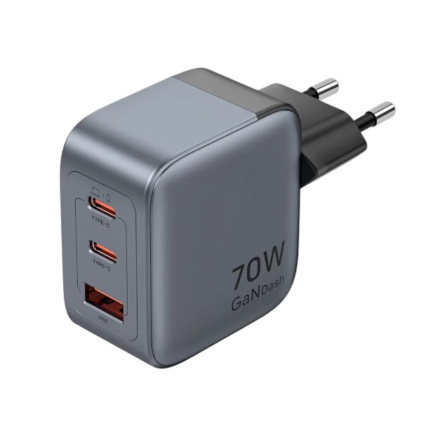 Vention 3-Port GaN USB-C & USB-A Charger 70W, EU Plug