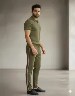 Men's Waffle Fabric T-Shirt and Trouser Set, 220 GSM, Sizes L and XL
