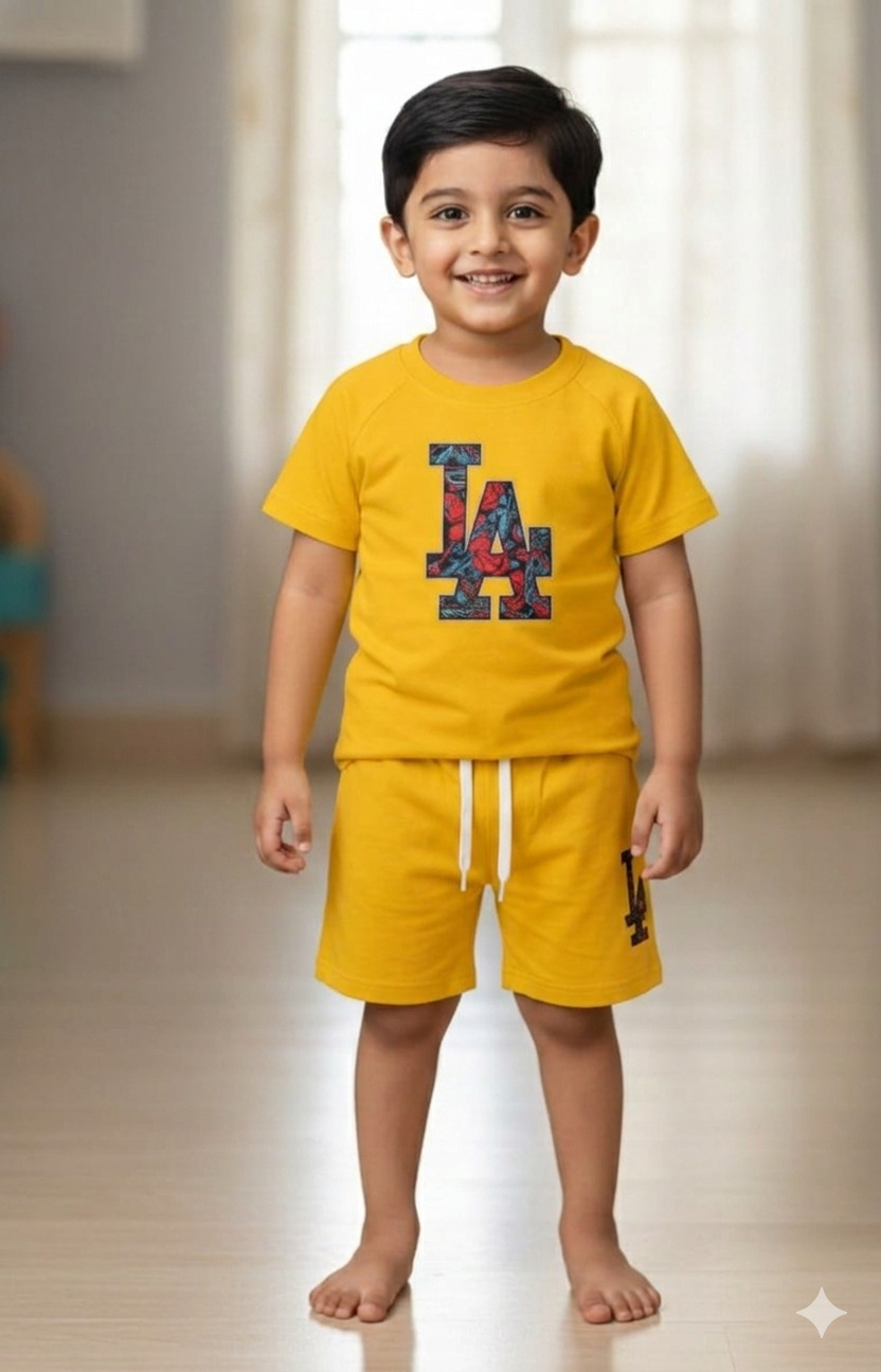 Boys' and Girls' Pure Cotton T-Shirt and Pant Set, 200/220 GSM