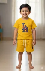 Boys' and Girls' Pure Cotton T-Shirt and Pant Set, 200/220 GSM