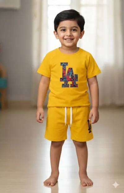 Boys' and Girls' Pure Cotton T-Shirt and Pant Set, 200/220 GSM