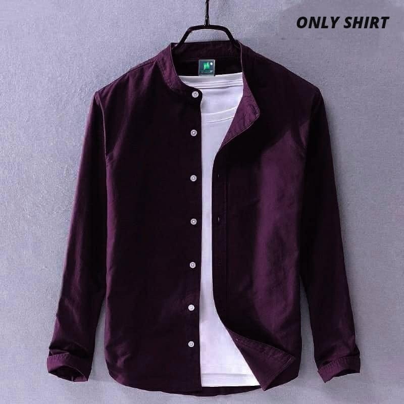 Men's Oxford Cotton Band Collar Shirt, 150+ GSM, 6 Colours