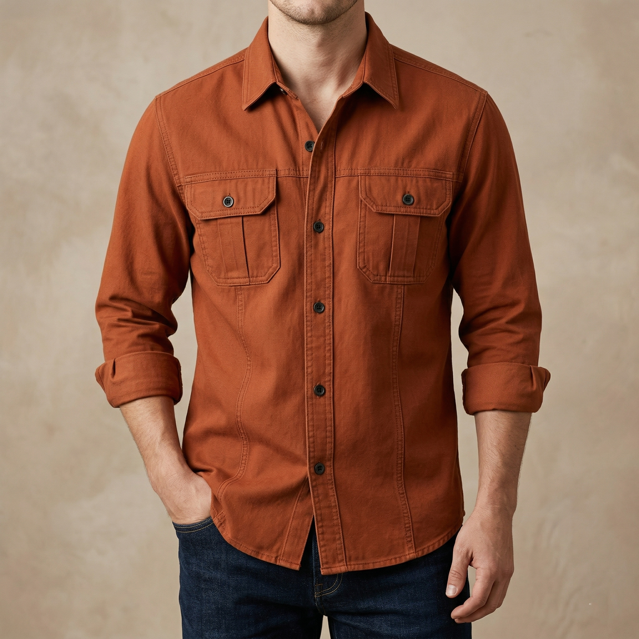 Full sleeves double pocket panel Shirt
