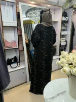 Women's Embroidered Abaya with Koti, Inner and 75/30 Inch Hijab