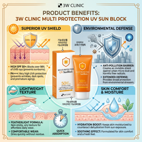 3W Clinic Multi Protection UV Sun Block SPF50 70ml (Korea)