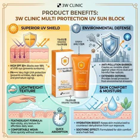 3W Clinic Multi Protection UV Sun Block SPF50 70ml (Korea)