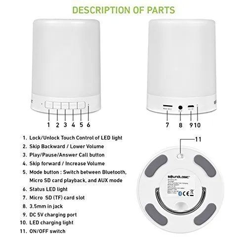 Touch Lamp Portable Bluetooth Speaker with Smart Colour Changing Touch Mode Night Lamp
