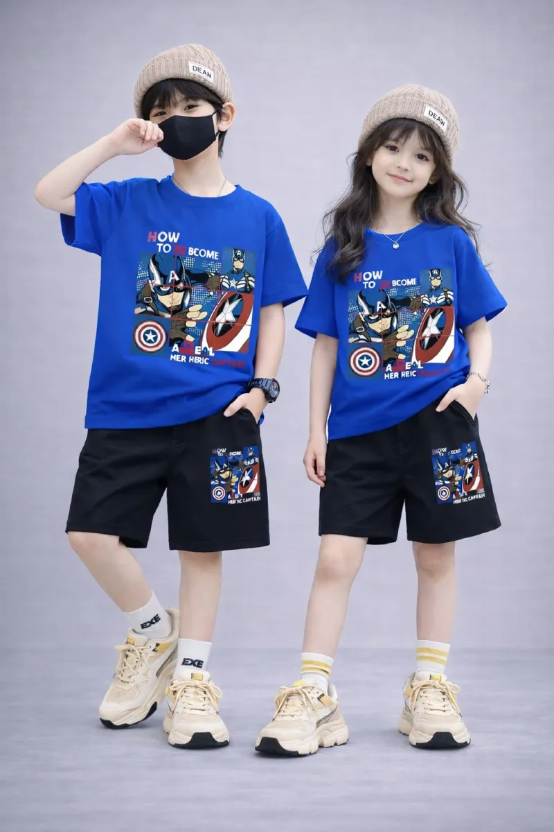 Kids' Drop Shoulder Printed T-Shirt and Pant Set, 2 to 5 Years