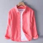 Men's Solid Colour Color Shirt (Deep pink)