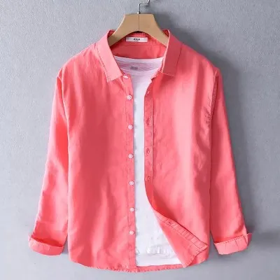 Men's Solid Colour Color Shirt (Deep pink)