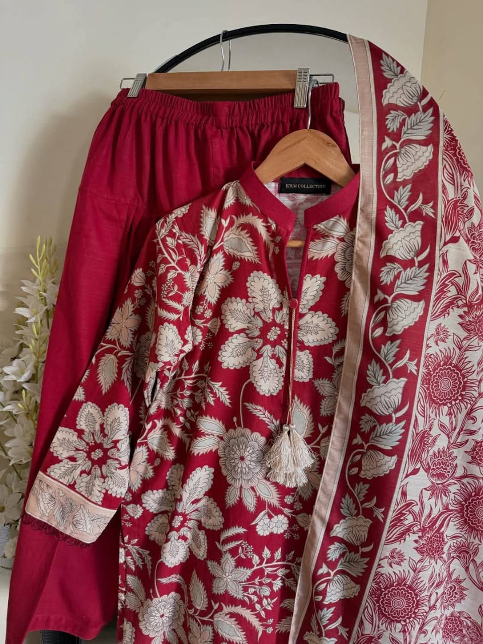 Digital Print Kameez and Pant Set with Georgette Orna, 5 Colours