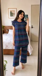 Cotton T-Shirt and Pant Set, Free Size, 6 Colour Choices