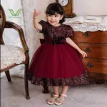 Girls' AC Net Pori Dress with Sequin Work, Ages 1 to 8