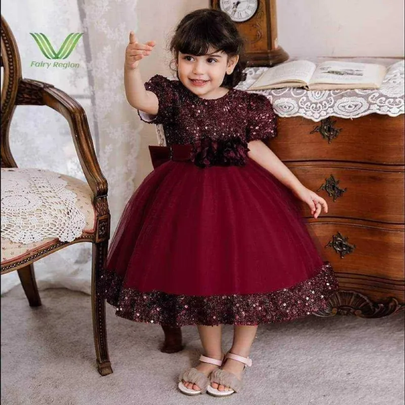 Girls' AC Net Pori Dress with Sequin Work, Ages 1 to 8